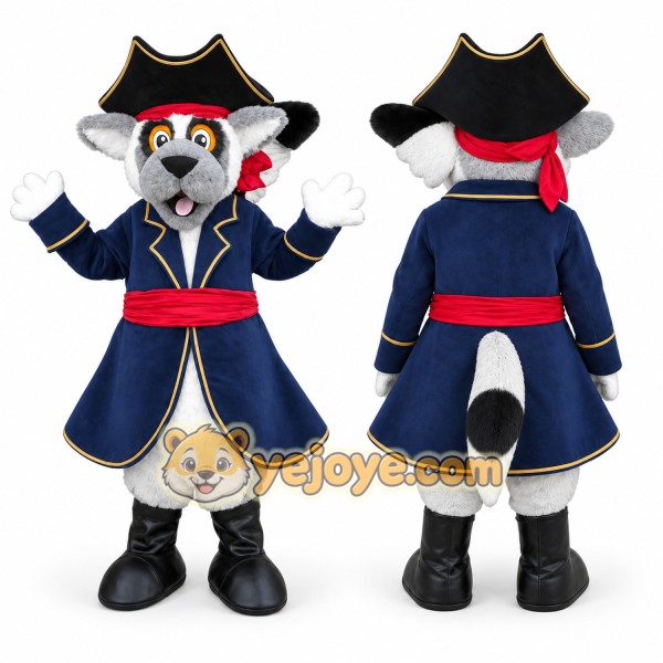 Pirate Lemur Mascot Costume with Custom Logo