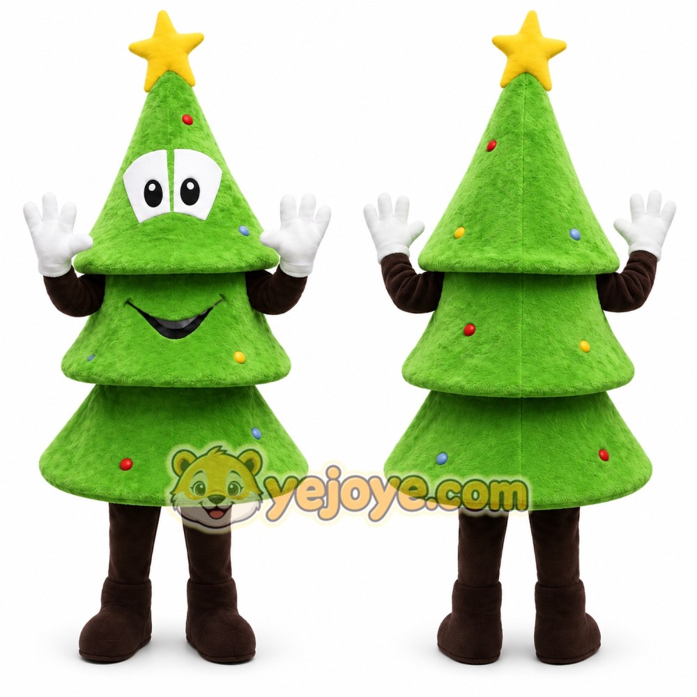 Green Tree Mascot Costume with Custom Logo