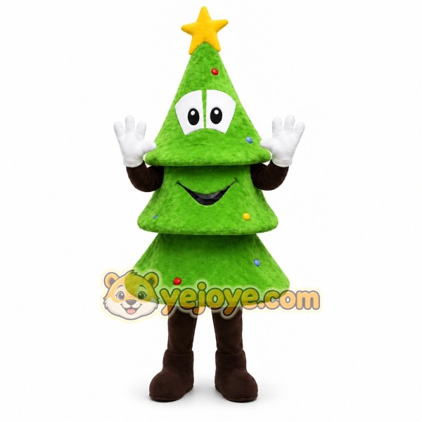 Green Tree Mascot Costume with Custom Logo