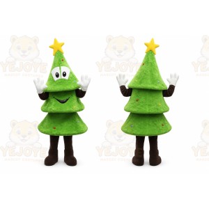 Green Tree Mascot Costume with Custom Logo
