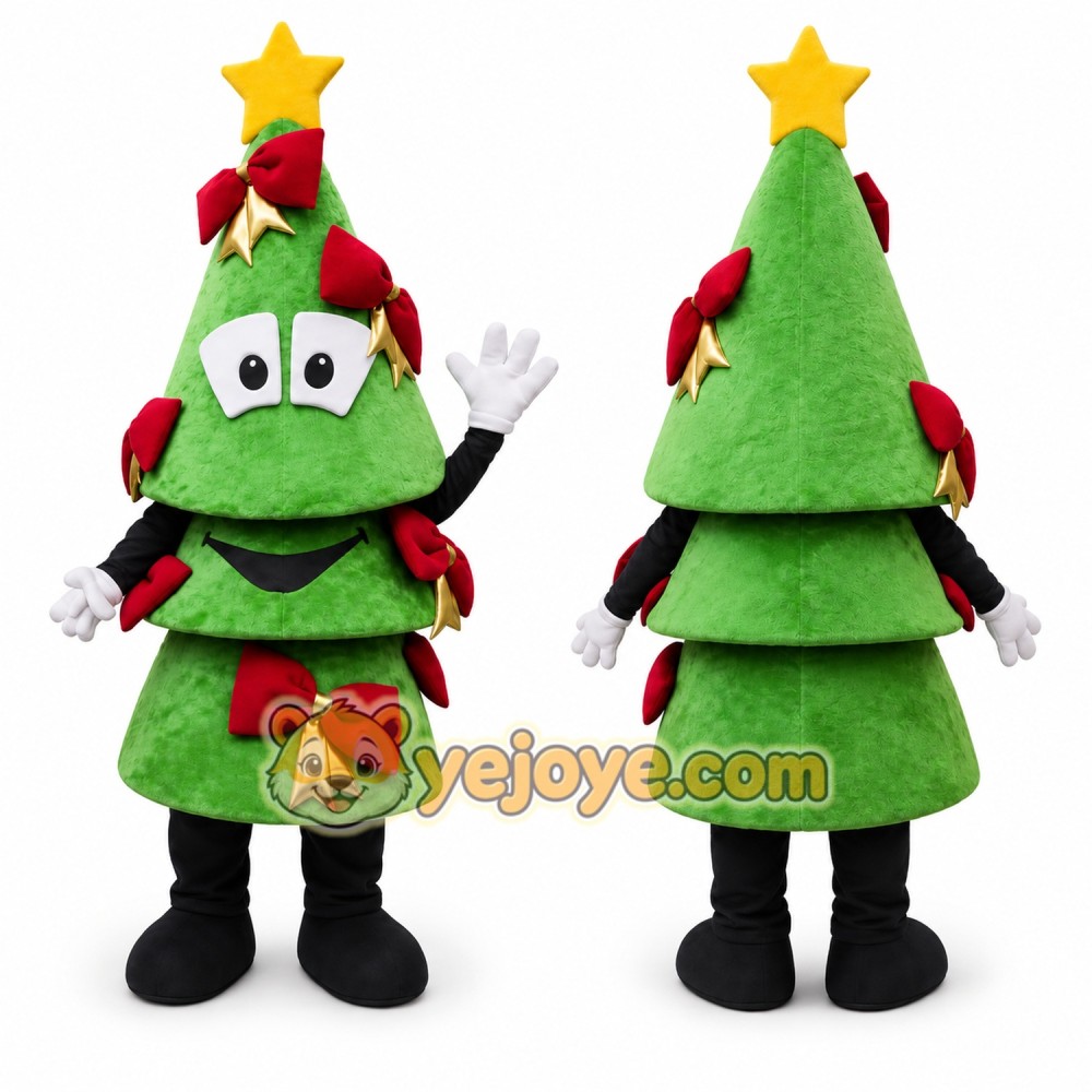 Green Tree Mascot Costume with Custom Logo