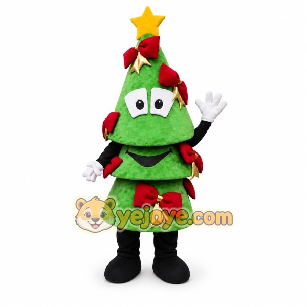 Green Tree Mascot Costume with Custom Logo