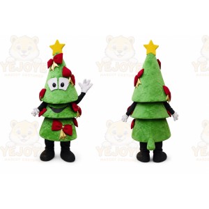 Green Tree Mascot Costume with Custom Logo