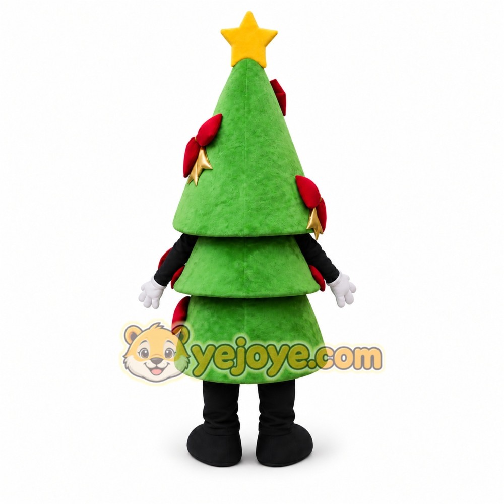 Green Tree Mascot Costume with Custom Logo