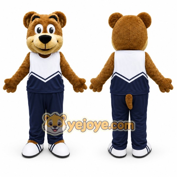 Brown Bear Mascot Costume with Custom Logo