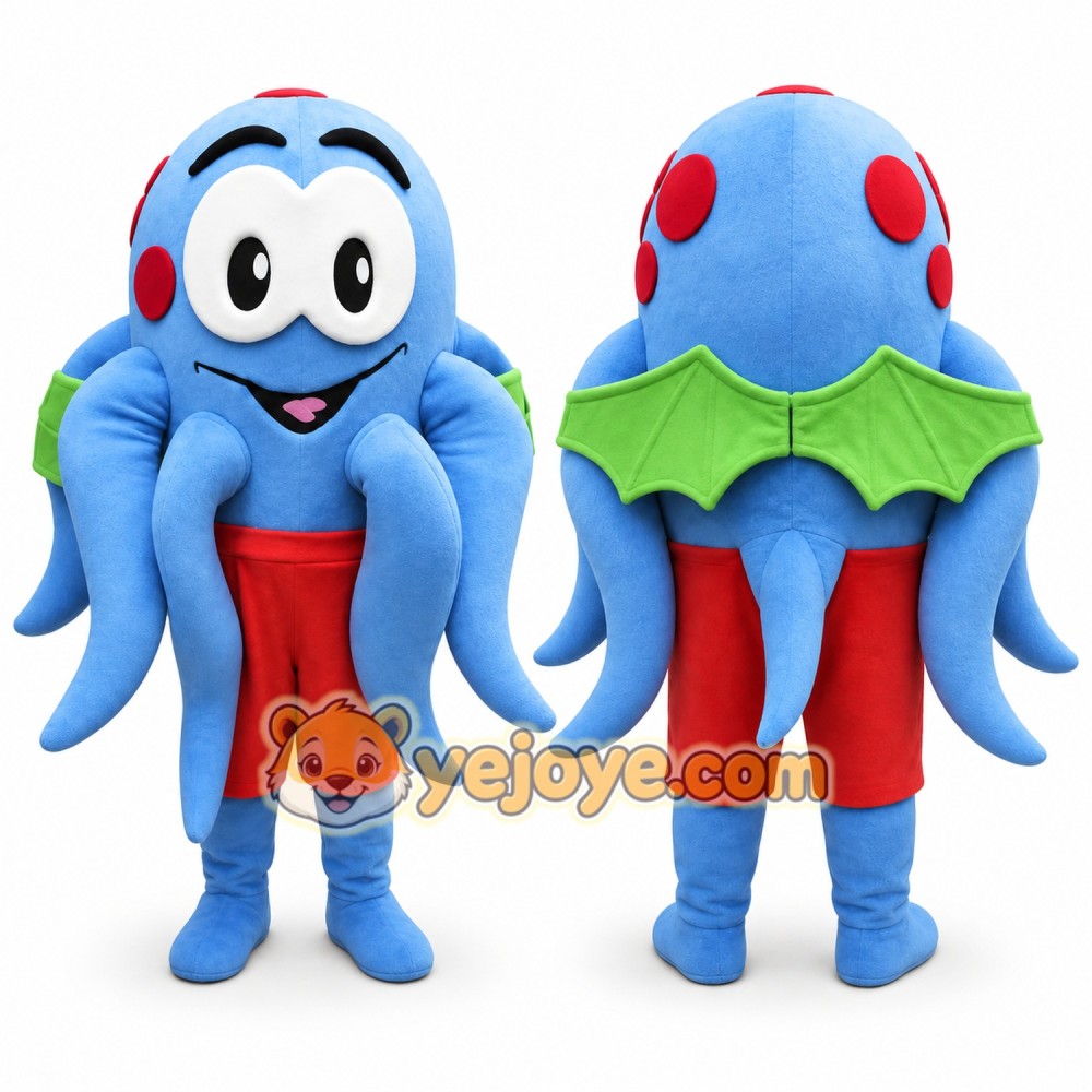 Blue Octopus Mascot Costume with Custom Logo Blue Octopus Mascot Costume with Custom Logo