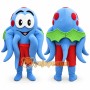 Blue Octopus Mascot Costume with Custom Logo