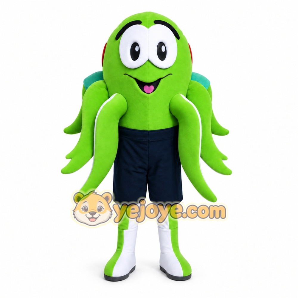 Green Octopus Mascot Costume with Custom Logo Green Octopus Mascot Costume with Custom Logo