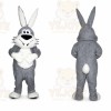Gray Rabbit Mascot Costume with Custom Logo