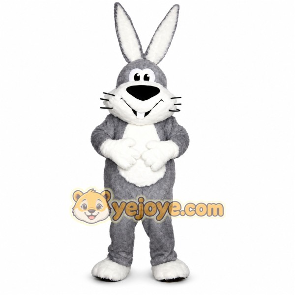 Gray Rabbit Mascot Costume with Custom Logo Gray Rabbit Mascot Costume with Custom Logo