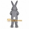 Gray Rabbit Mascot Costume with Custom Logo