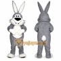 Gray Rabbit Mascot Costume with Custom Logo