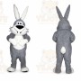 Gray Rabbit Mascot Costume with Custom Logo