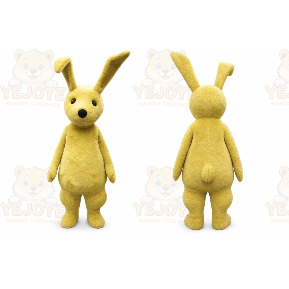 Yellow Rabbit Mascot Costume with Custom Logo