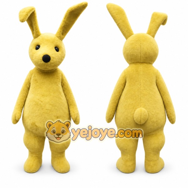 Yellow Rabbit Mascot Costume with Custom Logo