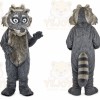 Gray Raccoon Mascot Costume with Custom Logo