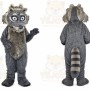 Gray Raccoon Mascot Costume with Custom Logo