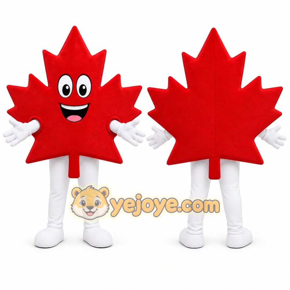 Red Leaf Mascot Costume with Custom Logo