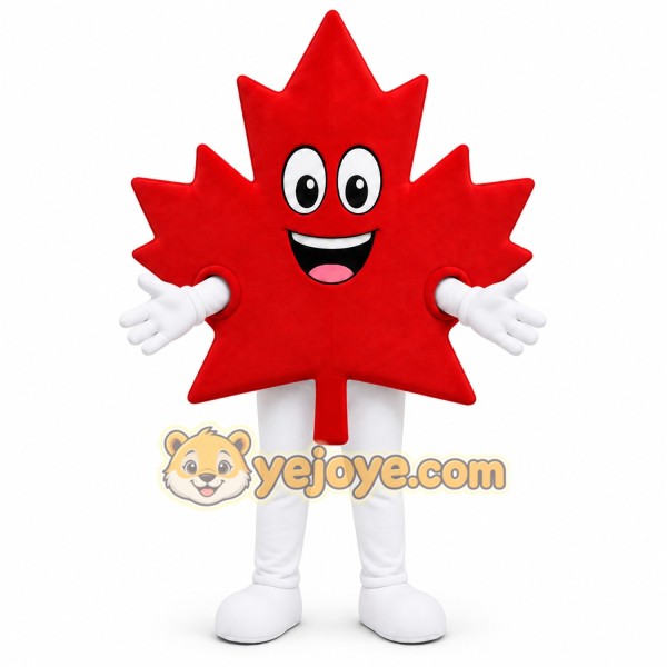 Red Leaf Mascot Costume with Custom Logo
