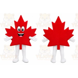 Red Leaf Mascot Costume with Custom Logo
