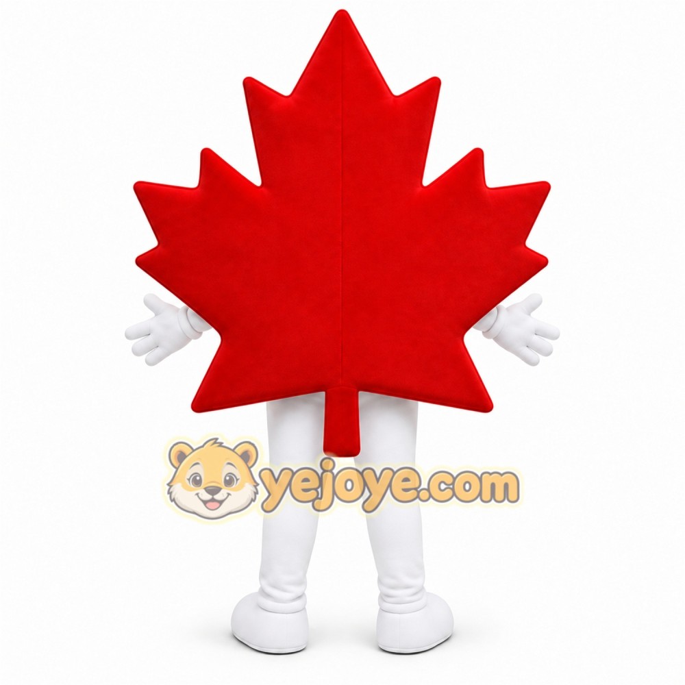 Red Leaf Mascot Costume with Custom Logo