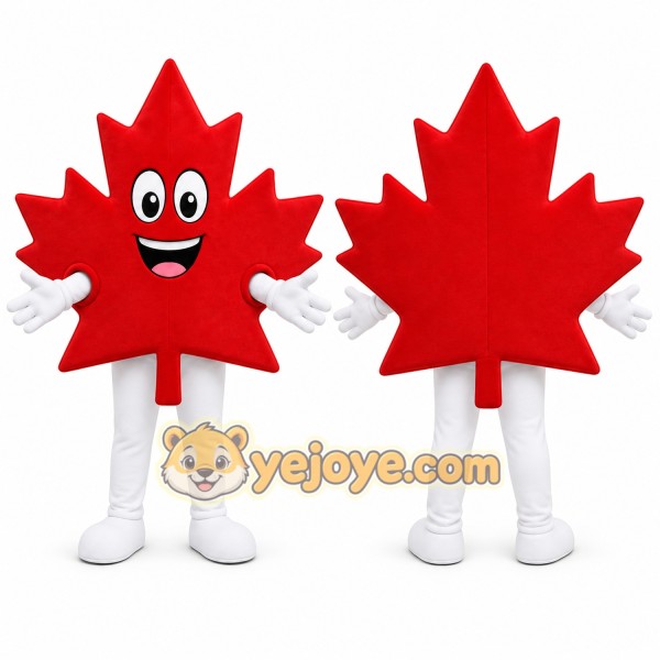 Red Leaf Mascot Costume with Custom Logo