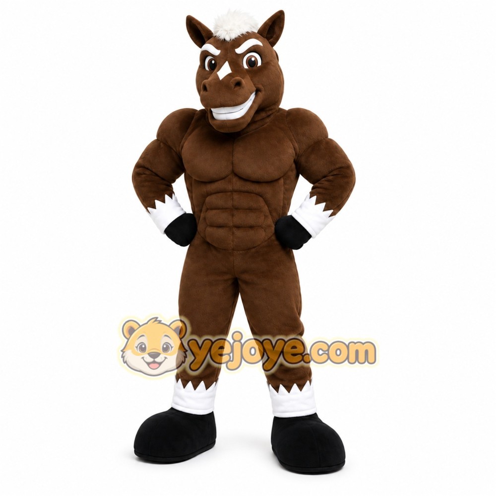 Brown Horse Mascot Costume with Custom Logo Brown Horse Mascot Costume with Custom Logo