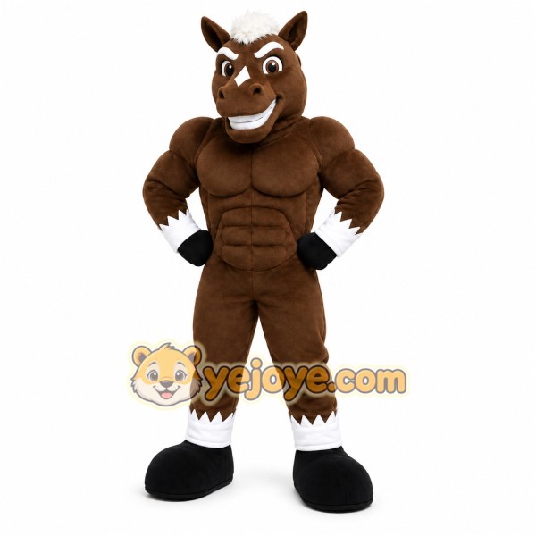 Brown Horse Mascot Costume with Custom Logo
