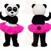 Black Panda Mascot Costume with Custom Logo