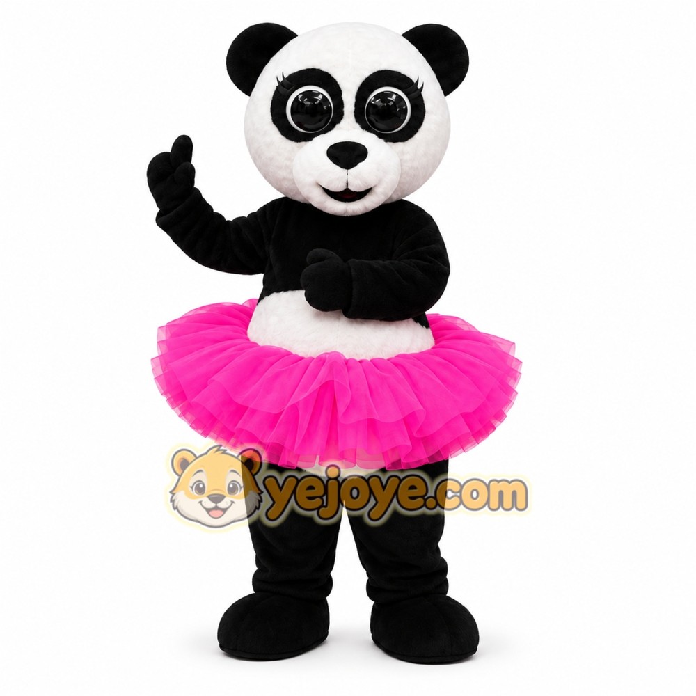 Black Panda Mascot Costume with Custom Logo Black Panda Mascot Costume with Custom Logo