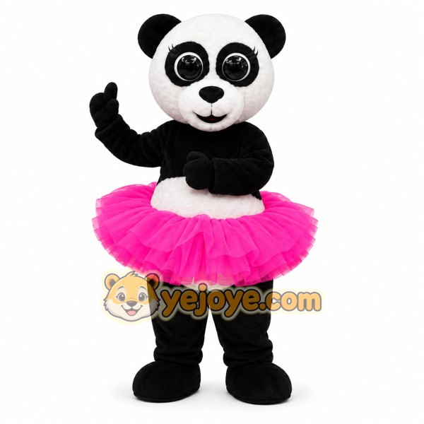 Black Panda Mascot Costume with Custom Logo
