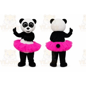 Black Panda Mascot Costume with Custom Logo