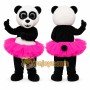 Black Panda Mascot Costume with Custom Logo