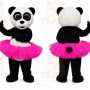 Black Panda Mascot Costume with Custom Logo
