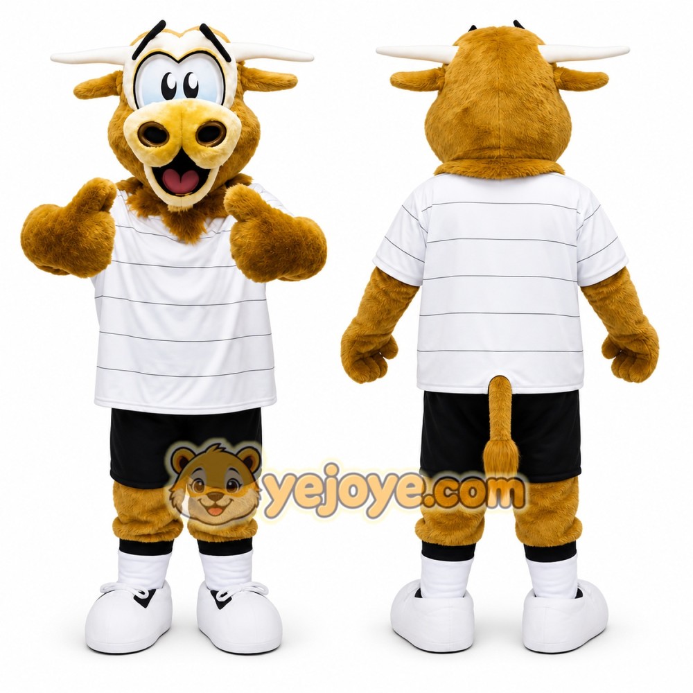 Brown Bull Mascot Costume with Custom Logo Brown Bull Mascot Costume with Custom Logo