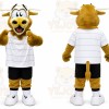Brown Bull Mascot Costume with Custom Logo