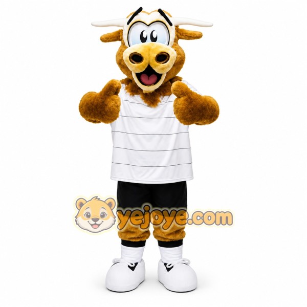 Brown Bull Mascot Costume with Custom Logo Brown Bull Mascot Costume with Custom Logo