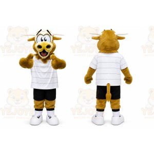 Brown Bull Mascot Costume with Custom Logo