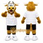 Brown Bull Mascot Costume with Custom Logo