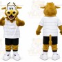 Brown Bull Mascot Costume with Custom Logo