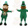 Green Leprechaun Mascot Costume with Custom Logo
