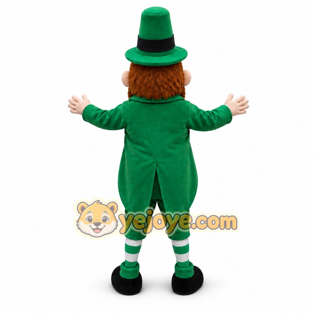 Green Leprechaun Mascot Costume with Custom Logo Green Leprechaun Mascot Costume with Custom Logo