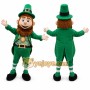 Green Leprechaun Mascot Costume with Custom Logo