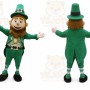 Green Leprechaun Mascot Costume with Custom Logo