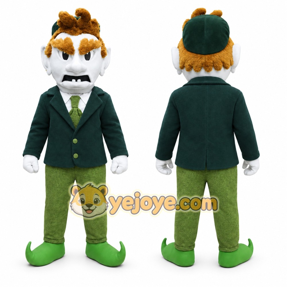 Green Leprechaun Mascot Costume with Custom Logo Green Leprechaun Mascot Costume with Custom Logo