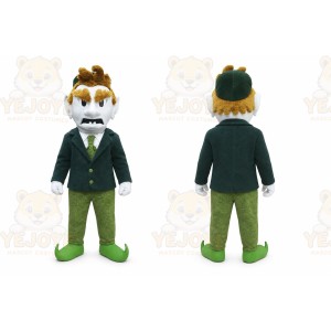 Green Leprechaun Mascot Costume with Custom Logo