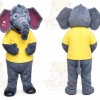 Gray Elephant Mascot Costume with Custom Logo
