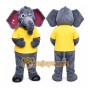 Gray Elephant Mascot Costume with Custom Logo