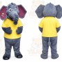 Gray Elephant Mascot Costume with Custom Logo