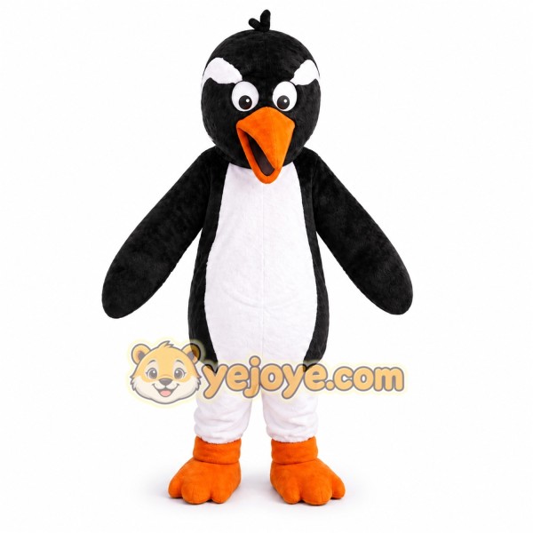 Black Penguin Mascot Costume with Custom Logo Black Penguin Mascot Costume with Custom Logo